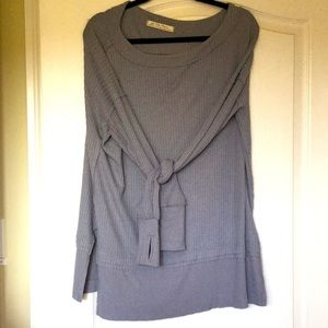 Free people waffle top shirt tunic xs 0 2 gray